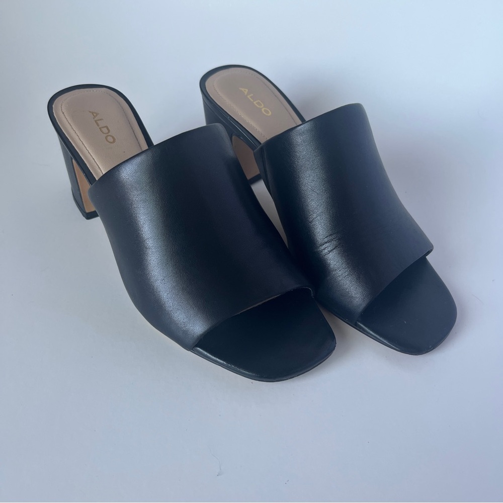 Aldo black Adoma heeled mules sz 6.5